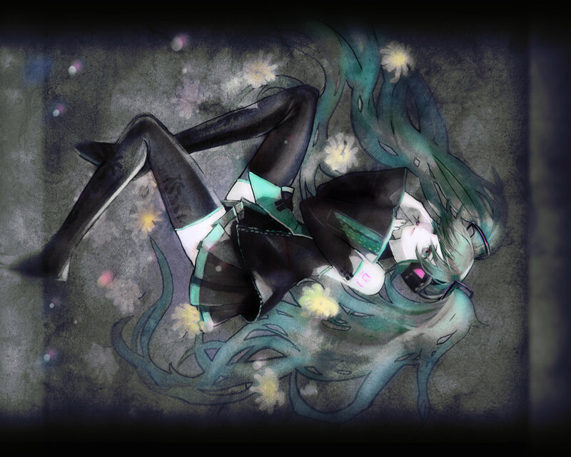 Green-haired Character Lying — Teal