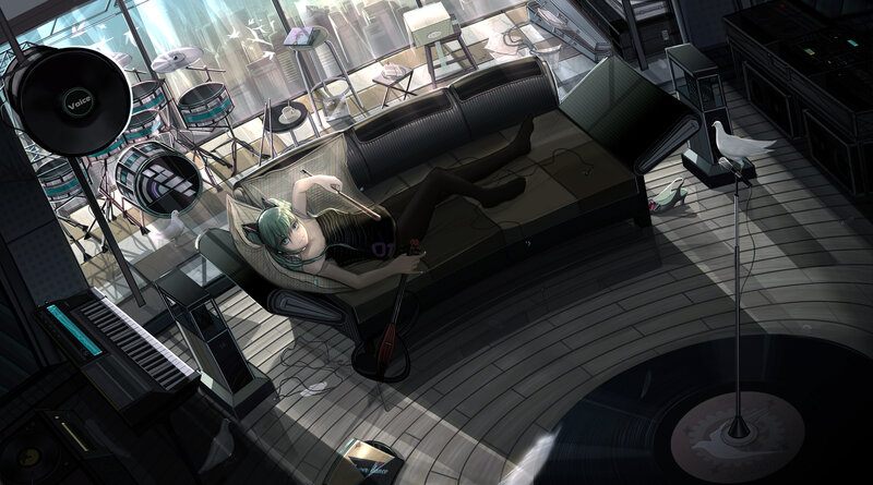 Green-haired Character on Couch