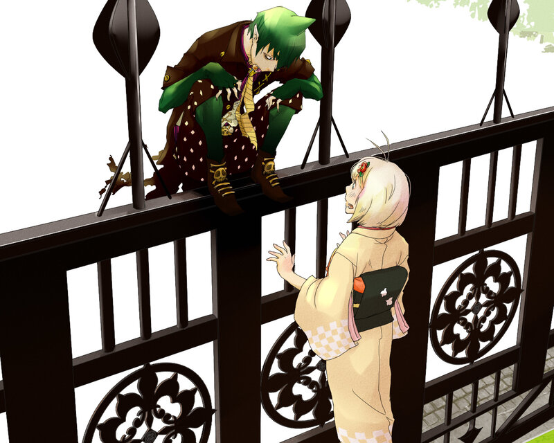 Green-haired Character on Gate