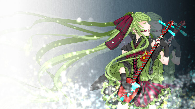Green-haired Character Playing Guitar — Green