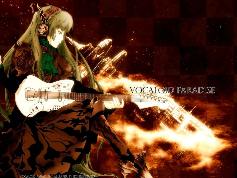 Green-haired Character Playing Guitar