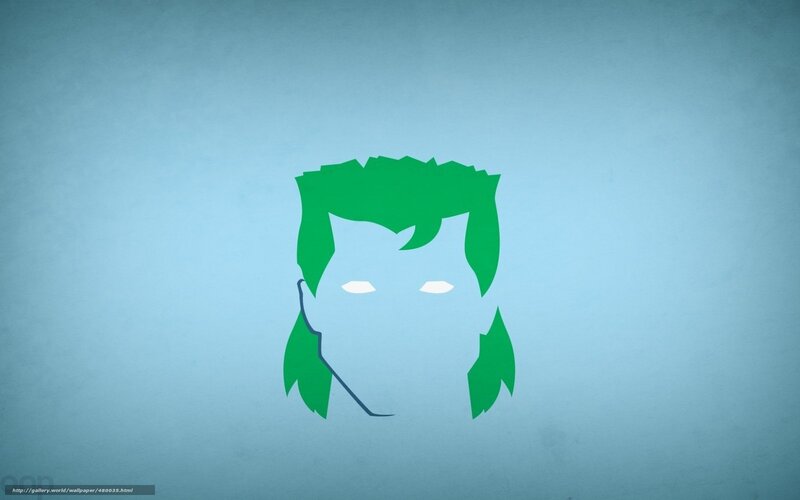 green-haired character silhouette