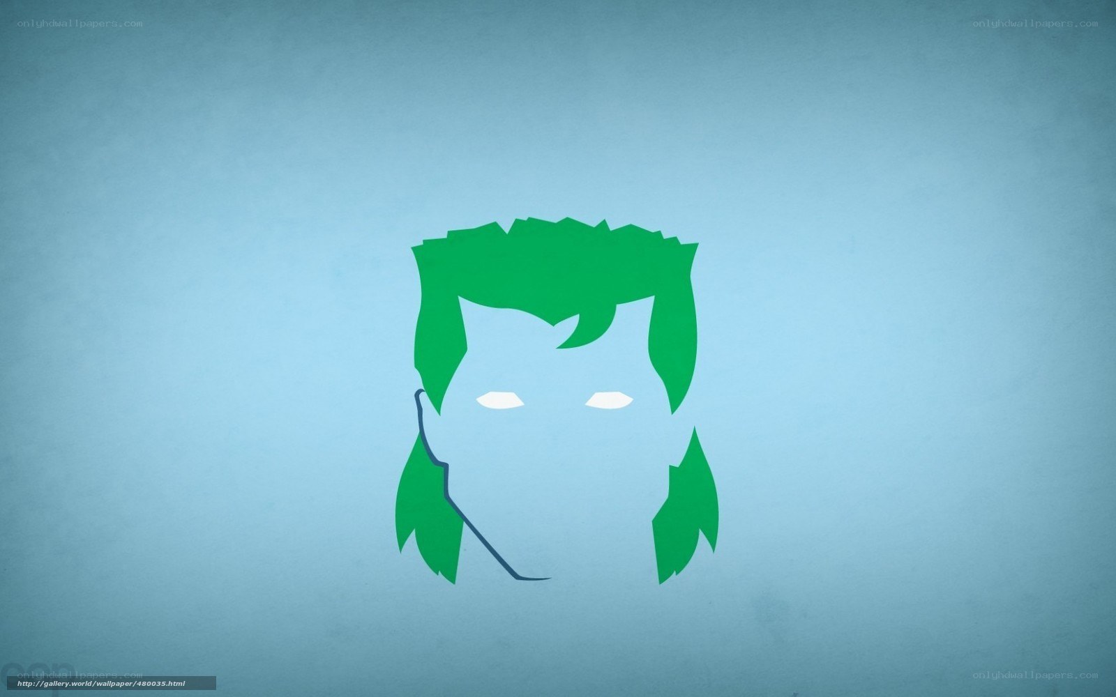 green-haired character silhouette