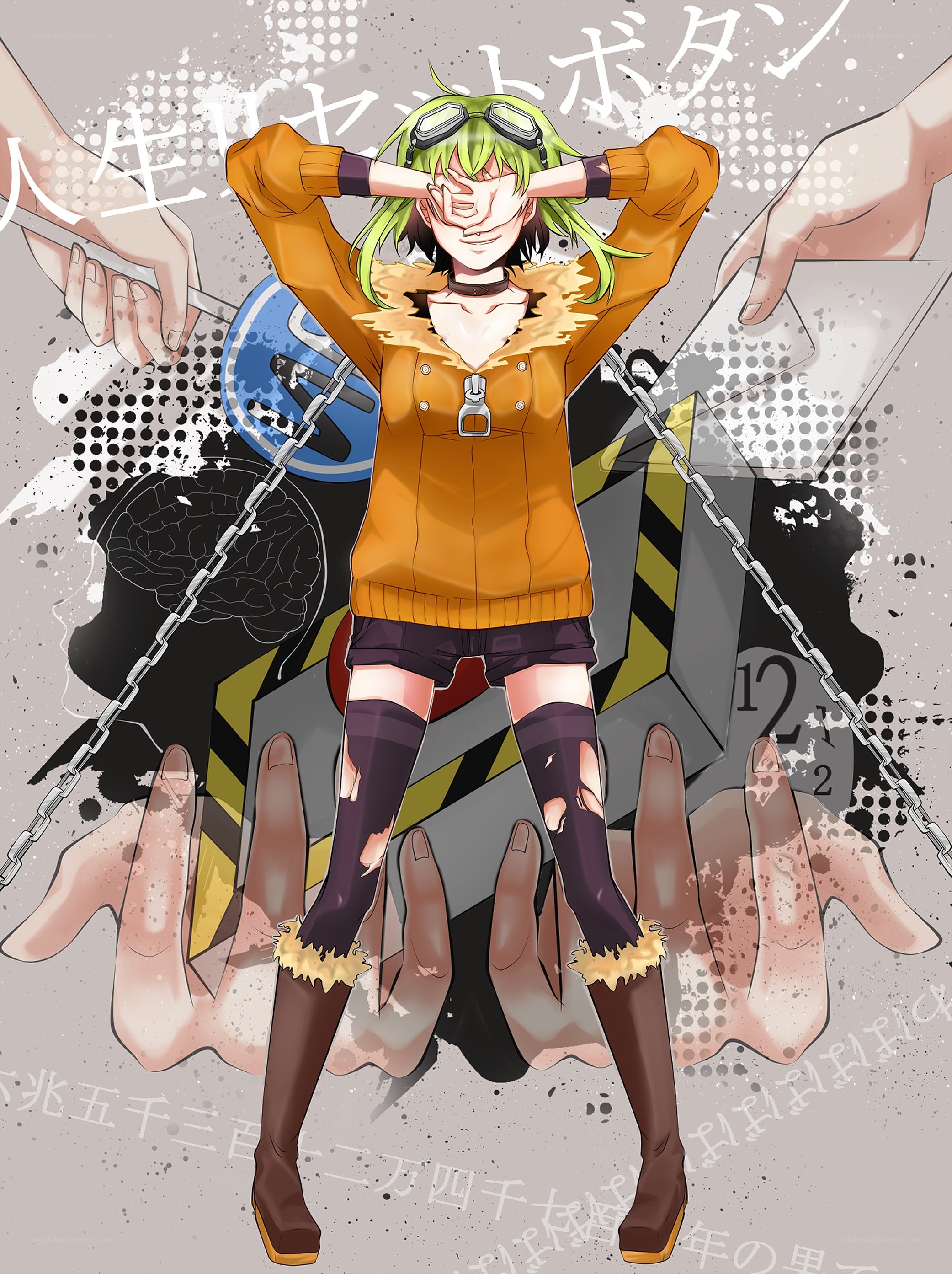 green-haired character with chains
