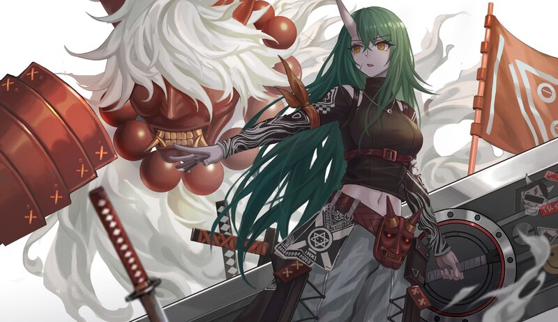 Green-haired Character with Demon