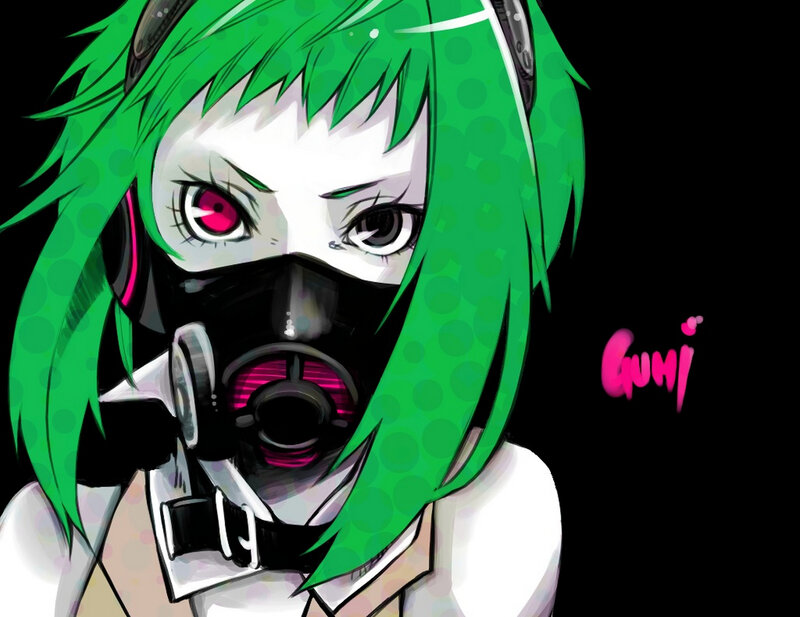 Green-haired Character with Gas Mask — Green, Dramatic