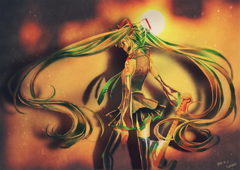 Green-haired Character with Guitar