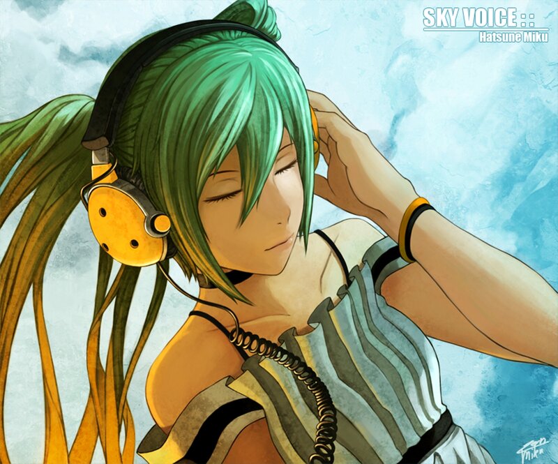 Green-haired Character with Headphones — Green