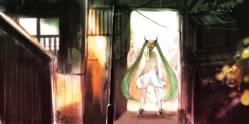 Green-haired Character with Horns