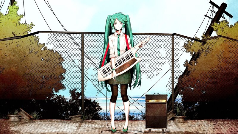 Green-haired Character with Keyboard
