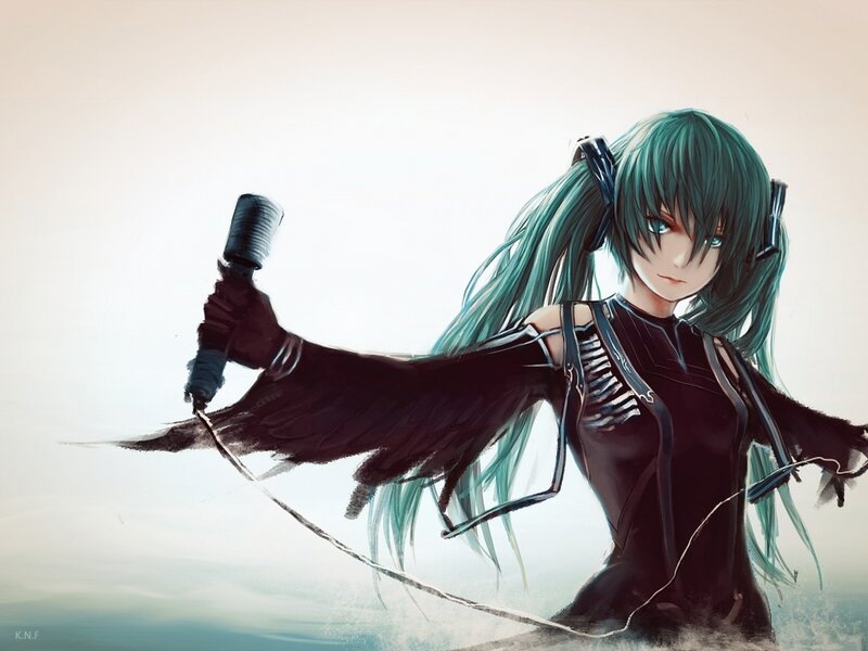 Green-haired Character with Microphone — Teal