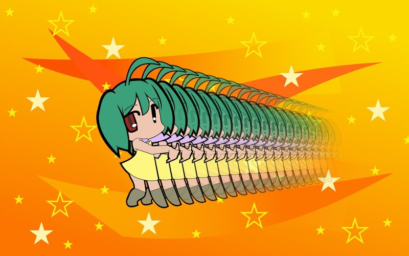 Green-haired Character with Multiple Bodies — Orange