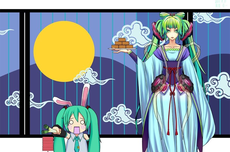 Green-haired Character with Rabbit Ears