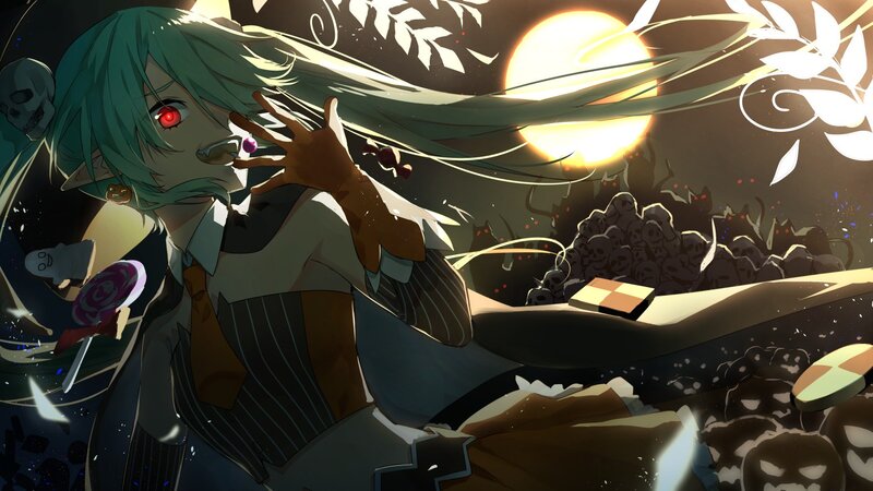 Green-haired Character with Red Eyes