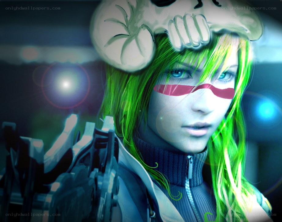 green-haired character with skull hat