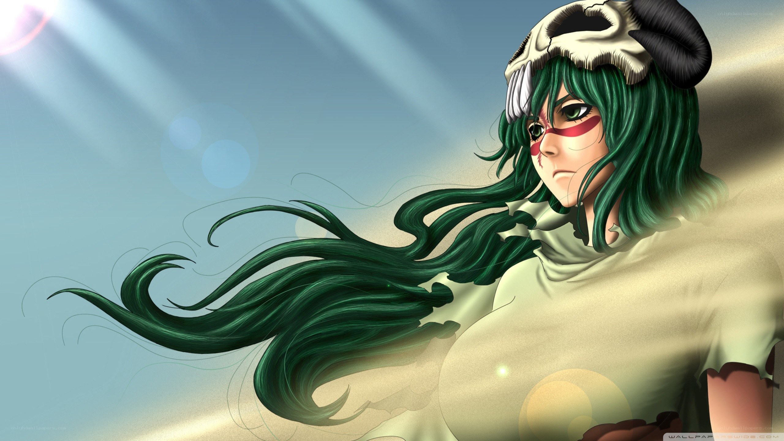 green-haired character with skull hat