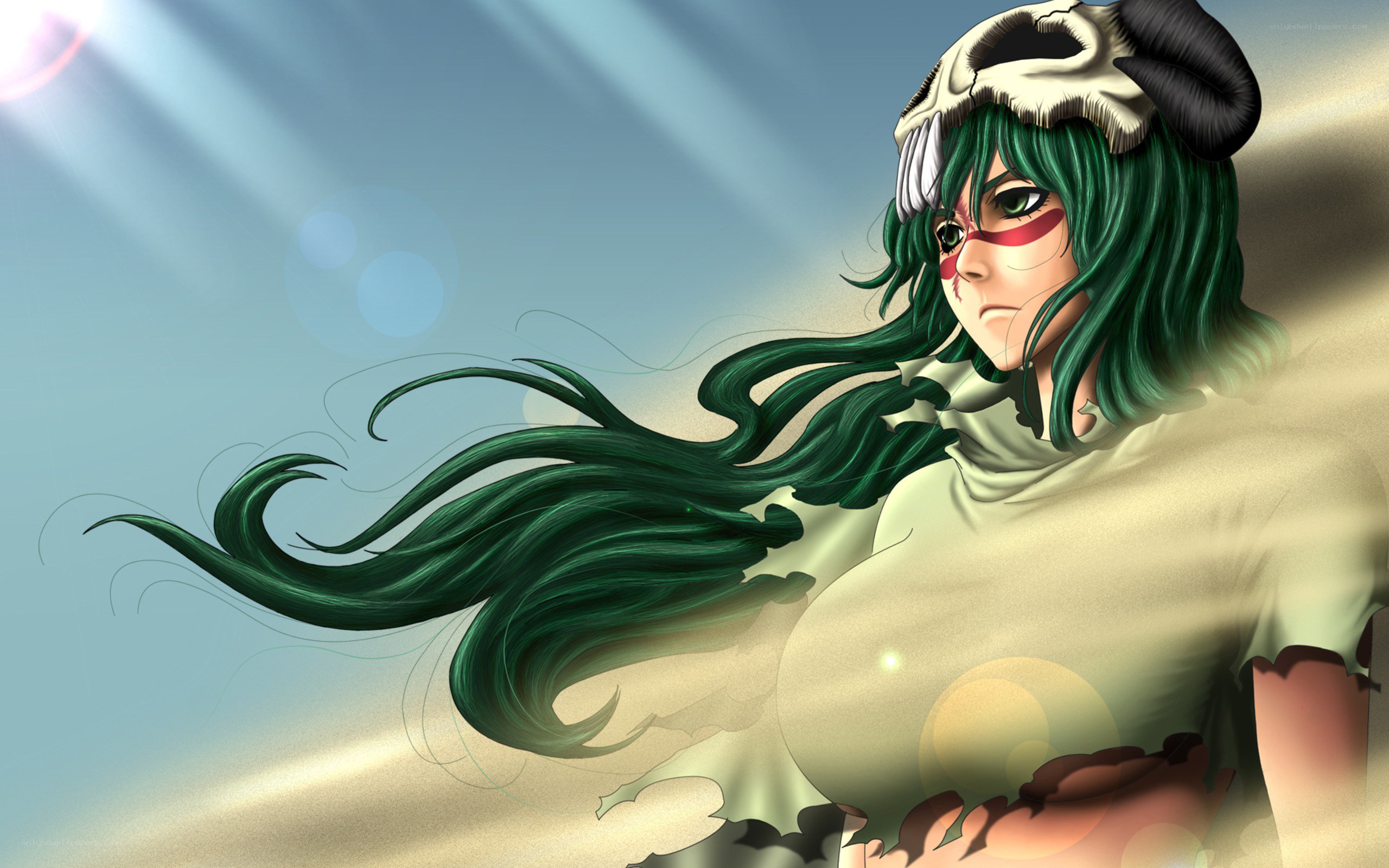 green-haired character with skull hat