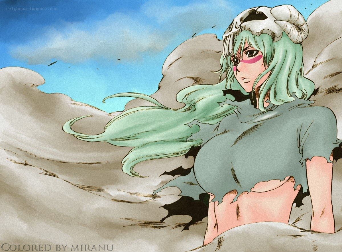 green-haired character with skull helmet