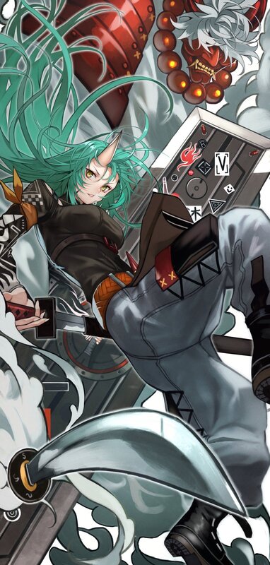 Green-haired Character with Sword — Green, Dramatic
