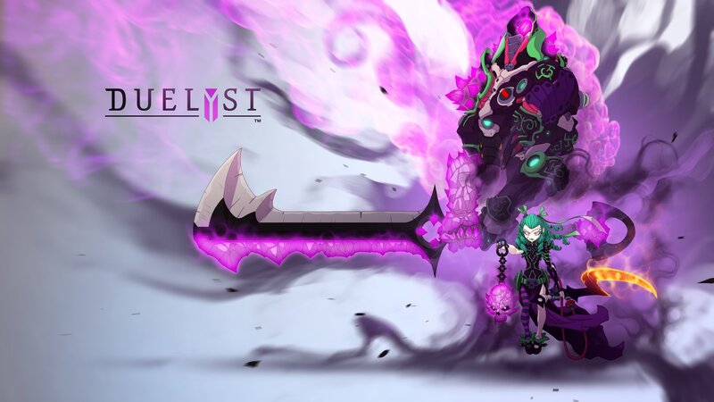 Green-haired Character with Sword — Purple