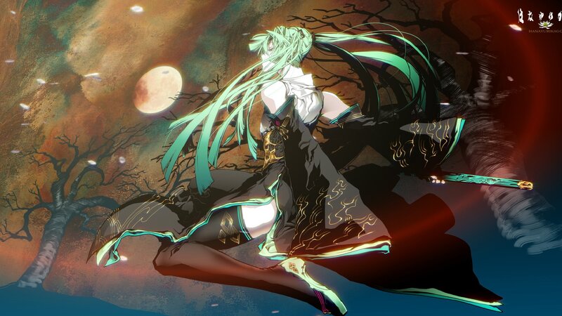 Green-haired Character with Sword
