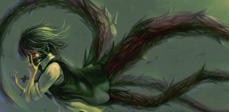 Green-haired Character with Tentacles