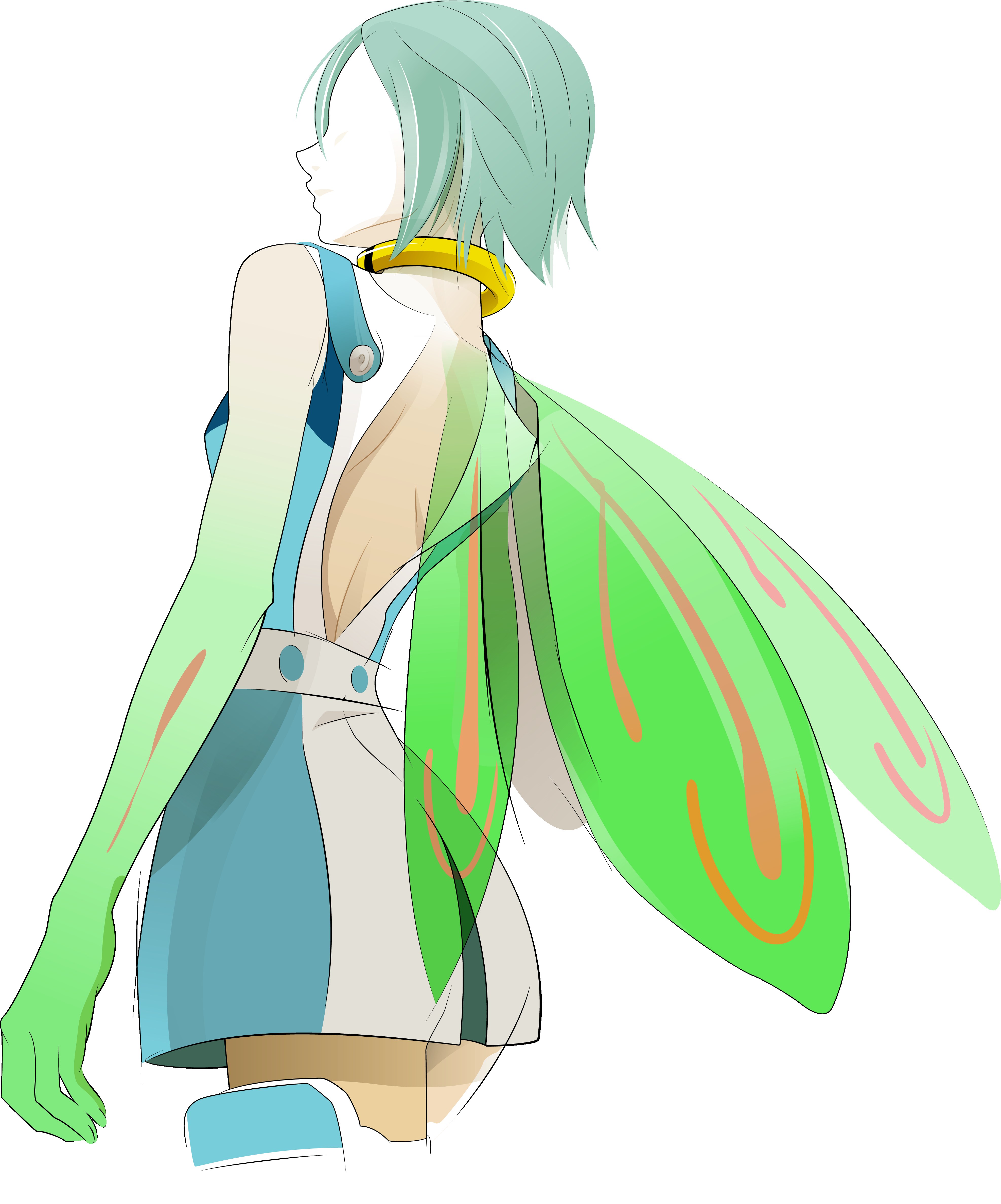 green-haired character with wings