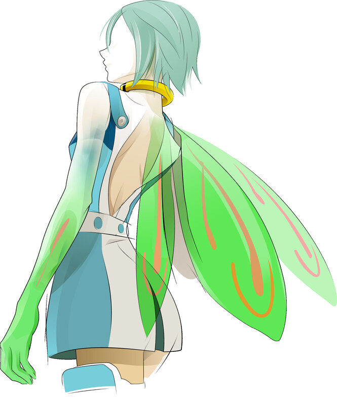 green-haired character with wings