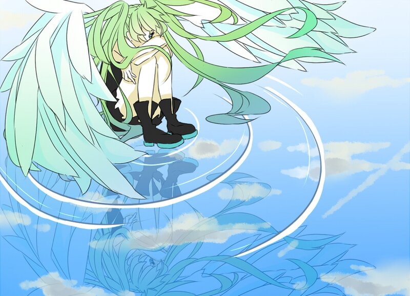 Green-haired Character with Wings — Blue