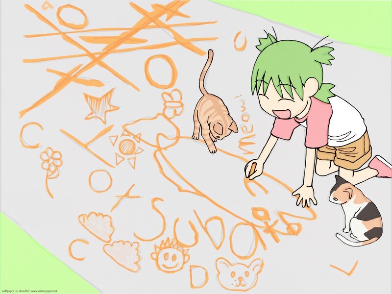 Green-haired Child Drawing — Green