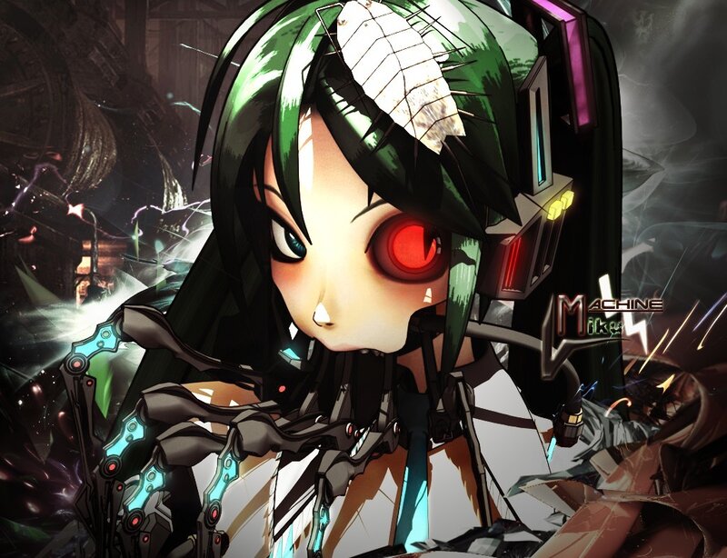 Green-haired Cyborg Girl