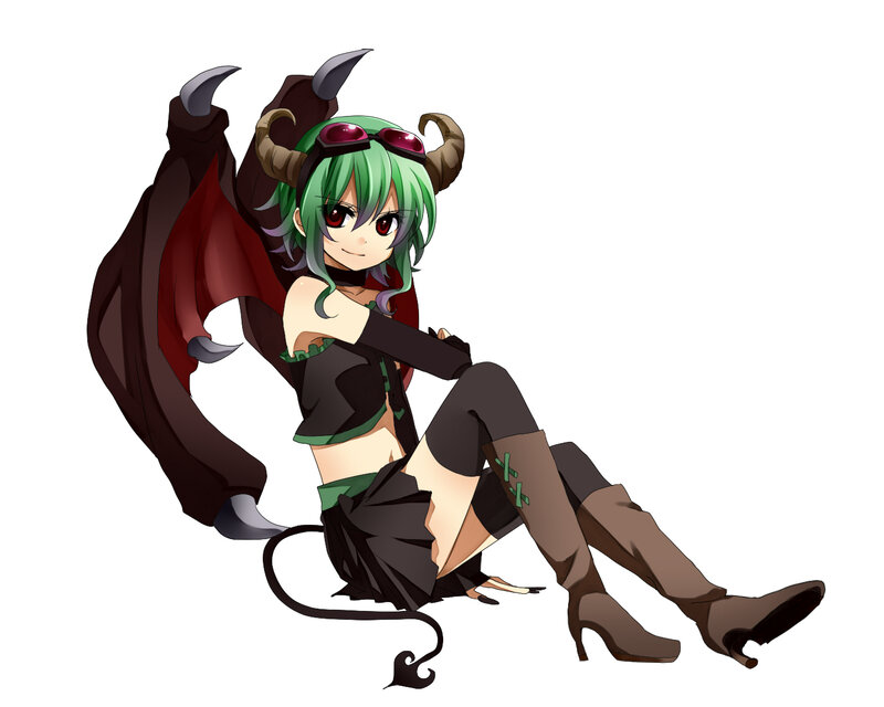 Green-haired Demon Girl — Green, Playful