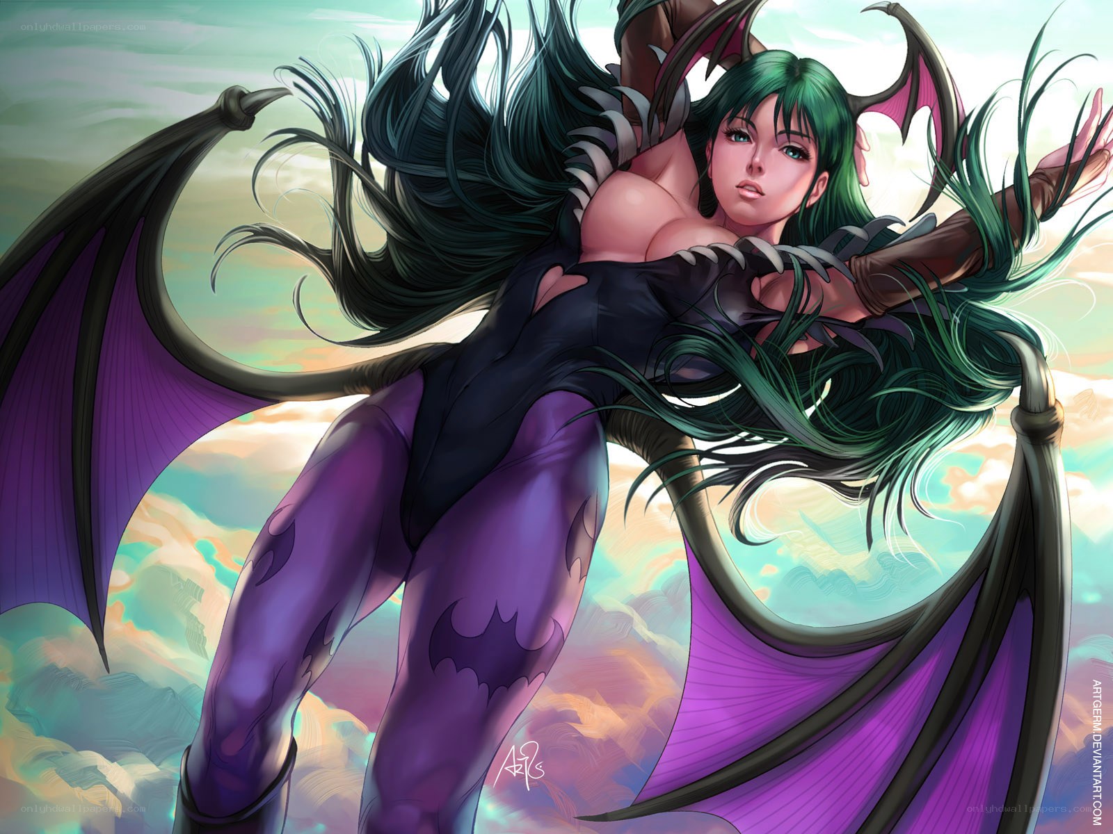 green-haired demon woman