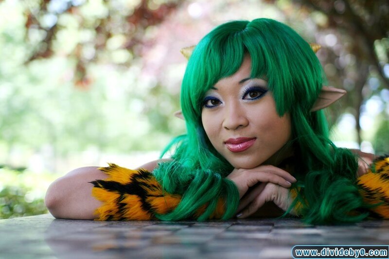 green-haired elf cosplayer