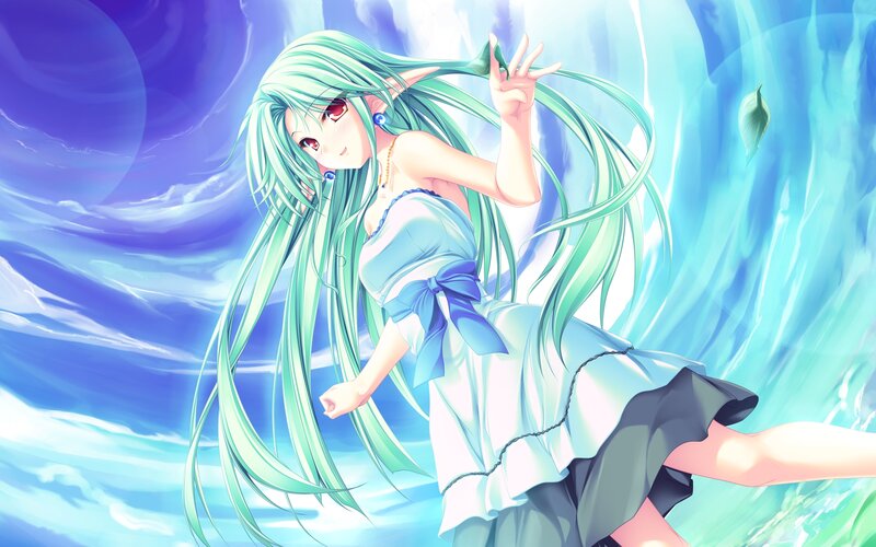 Green-haired Elf Girl — Blue, Serene