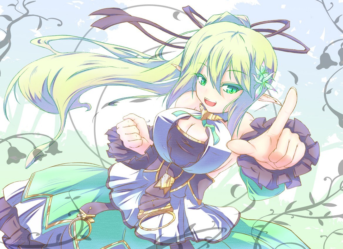 green-haired elf girl character