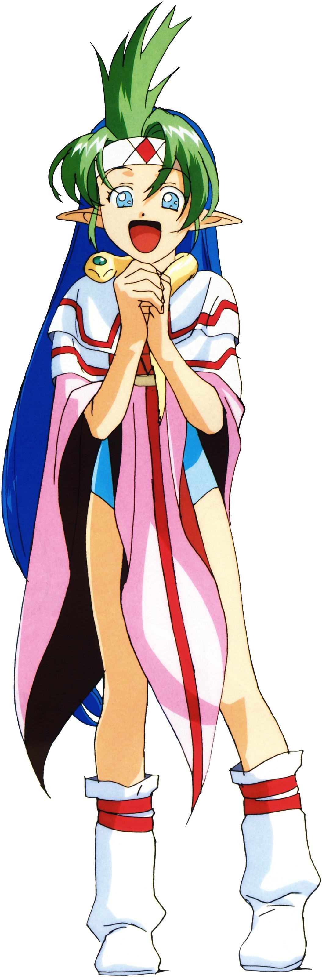 green-haired elf girl character