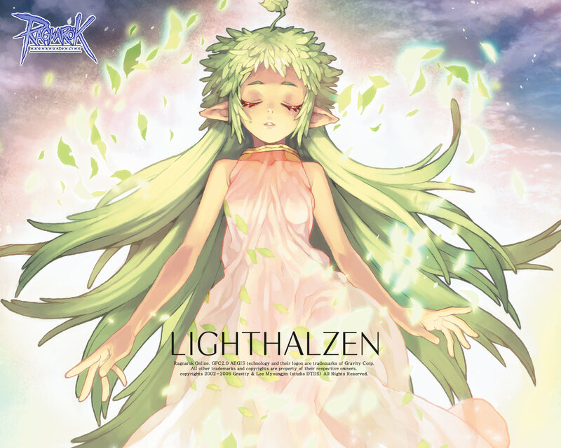 Green-haired Elf Girl — Green, Serene, Sunset, Anime, Leaves