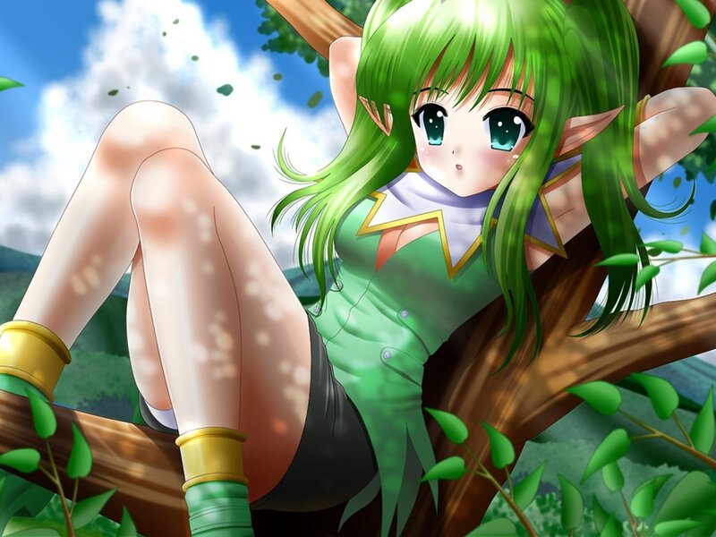 Green-haired Elf Girl — Green, Serene
