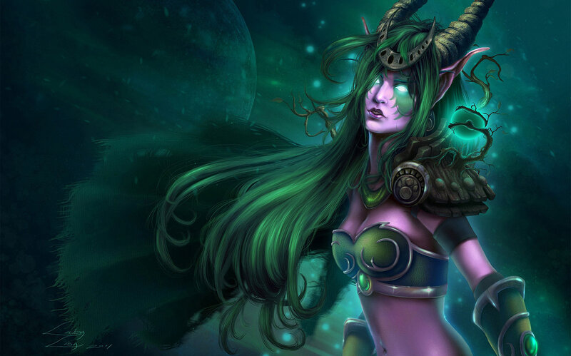 Green-haired Elf Woman — Green, Dramatic