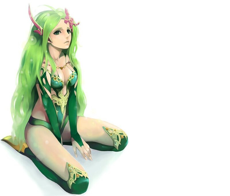 Green-haired Elf Woman — Green