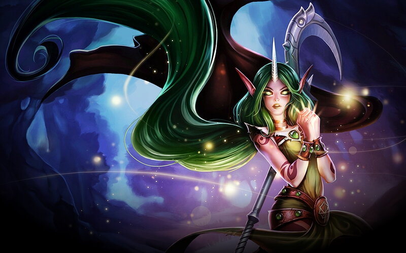 Green-haired Elf Woman — Purple