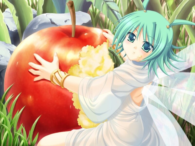 Green-haired Fairy Eating Apple