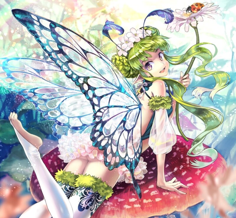 Green-haired Fairy with Butterfly Wings