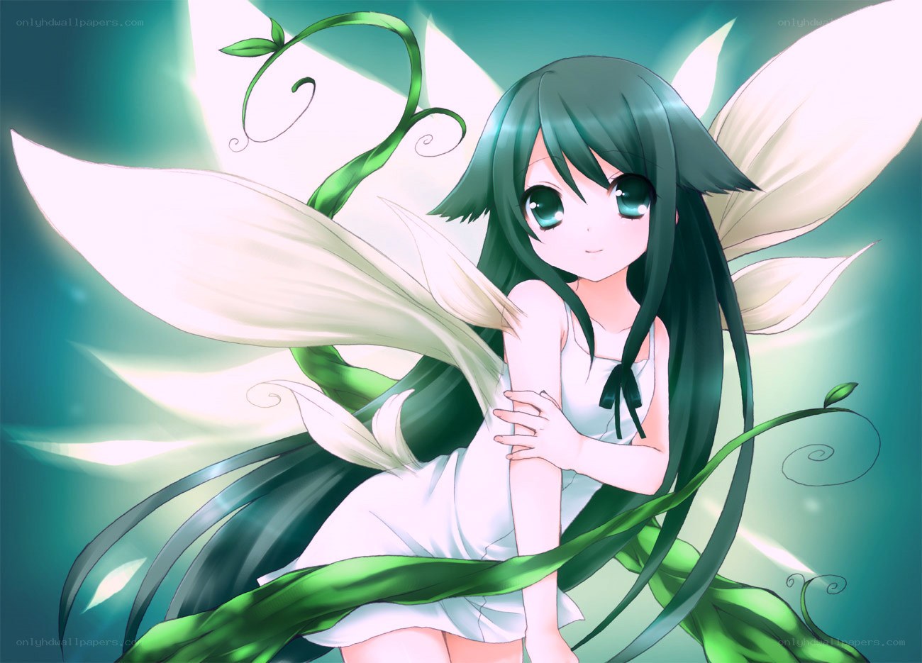 green-haired fairy with wings
