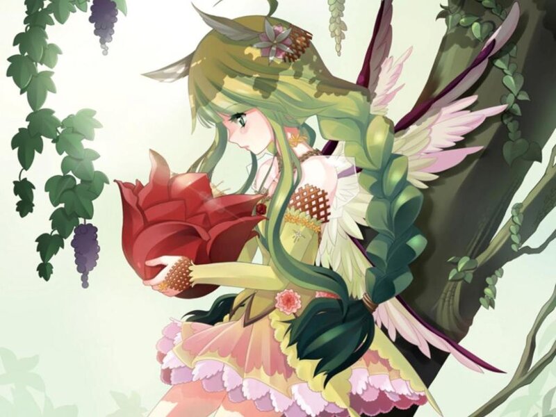 Green-haired Fairy with Wings — Green, Serene, Spring