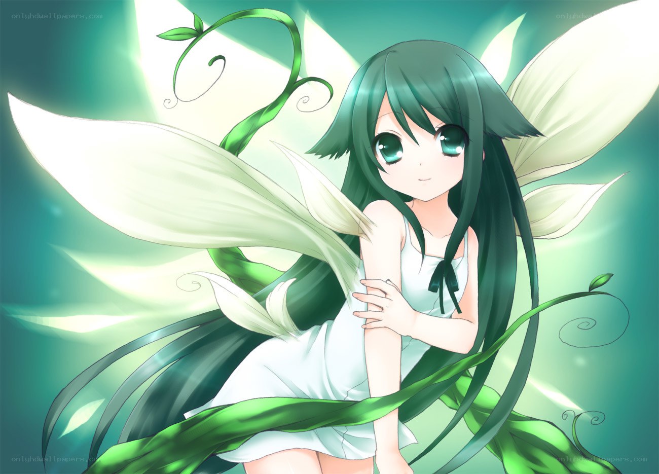 green-haired fairy with wings