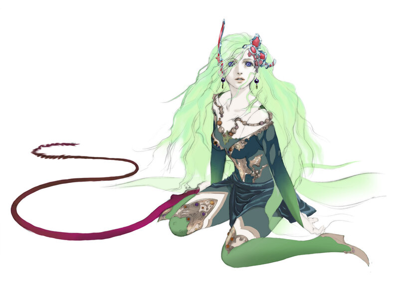 green-haired fantasy character