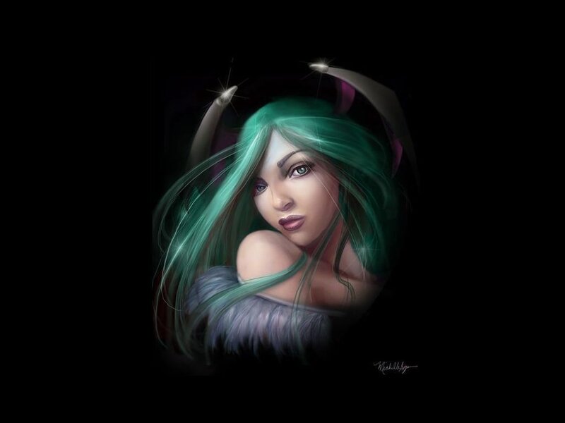 green-haired fantasy woman portrait
