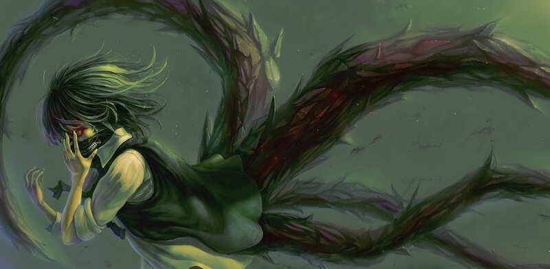 Green-haired Figure with Tentacles
